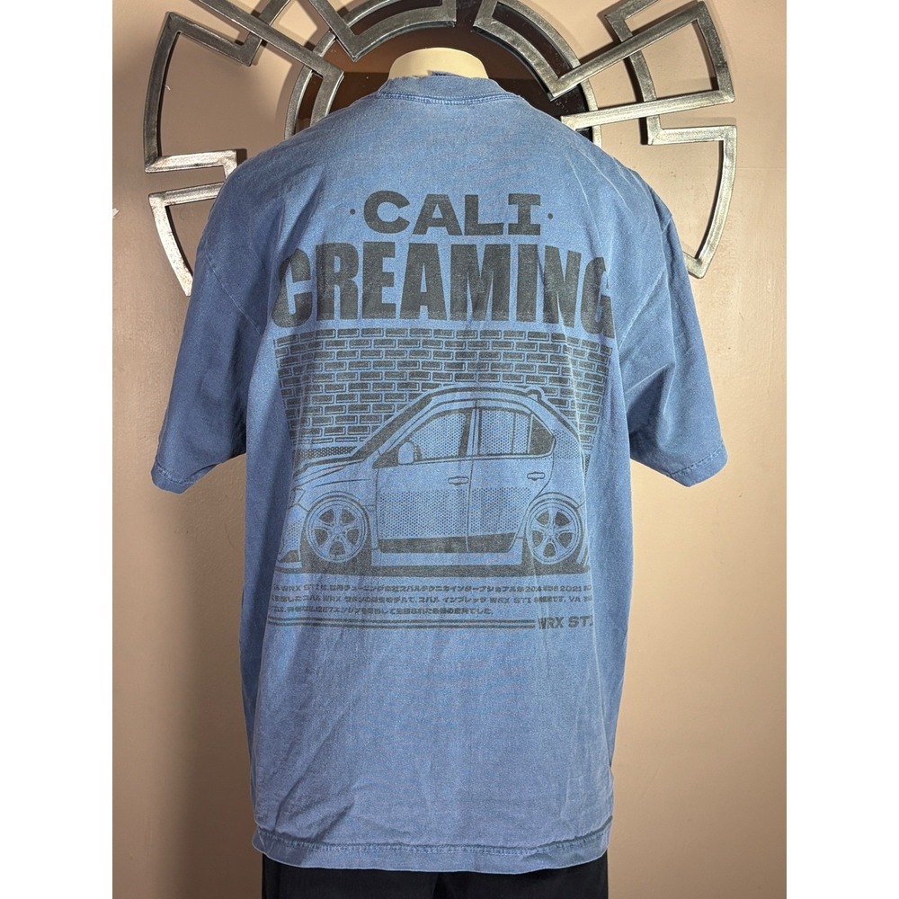 Shaka Wear Calicreaming Subaru WRX STI Graphic T-Shirt Blue 2XL Garment Dye